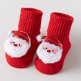 thumbnail image 2 of yocbz Infant Christmas Socks Girl Baby Girls & Boys Cotton Loose Fit Spring Fall New Year Christmas Toddler Non Slip Floor Socks With Grips Cute Thick Warm Floor Socks Red,Size for 0-3 Months, 2 of 9