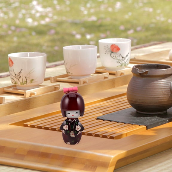 LOLIPPYY Red Kimono Wooden Figurine Japanese Style Decorative Art for Home, Office, Restaurant, and Display Shelf