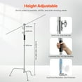 thumbnail image 3 of KFFKFF C Stand, Peak Elevation 10.83 ft/330 cm, Robust Stainless Steel Photographic Light Stand with 4.8-9.8 ft Modifiable Elevation, 44 lbs/20 kg Weight Tolerance for Studio Softbox, Monolight, 3 of 9