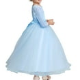 thumbnail image 5 of Jinhomg Little Girls Wedding Dresses Elegant Mesh Patchwork Princess Dress Loose Fit Comfy 3/4 Sleeve Tutu Dress Party Bridesmaid Maxi Dress Sky Blue 8 Years, 5 of 6