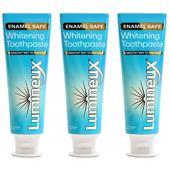 Lumineux Teeth Whitening Toothpaste 3 Pack Peroxide Free Enamel Safe for Sensitive Whiter Teeth, Fluoride Free, No Alcohol, Artificial Colors, SLS Free Dentist Formulated - 3.75 Oz