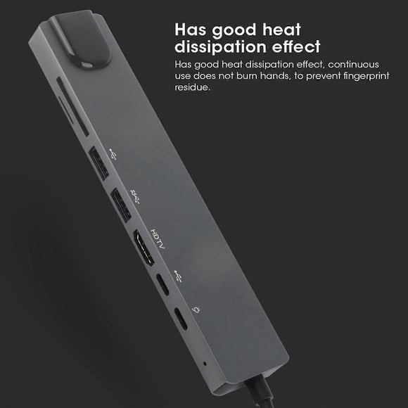 8‑In‑1 Type‑C to HDMI HUB RJ45 Card Reader Multi‑Function Dock Adapter