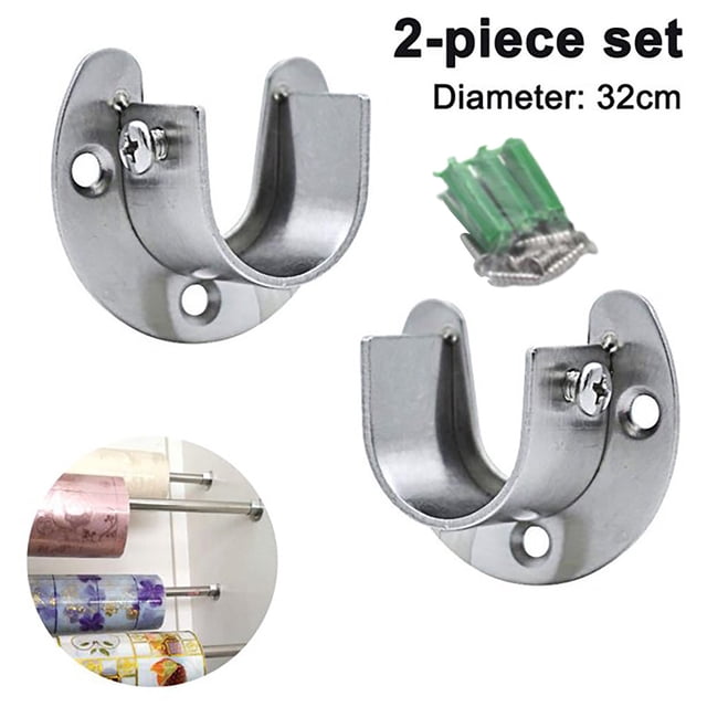 Supports d'Extrémité Robustes pour Tringle de Garde-Robe, Support de Tringle à Bride en U avec Vis pour Supports de Garde-Robe, Tringle de Rideau de Douche, Pince de Fixation Durable, Lot de 2, 2 Pcs