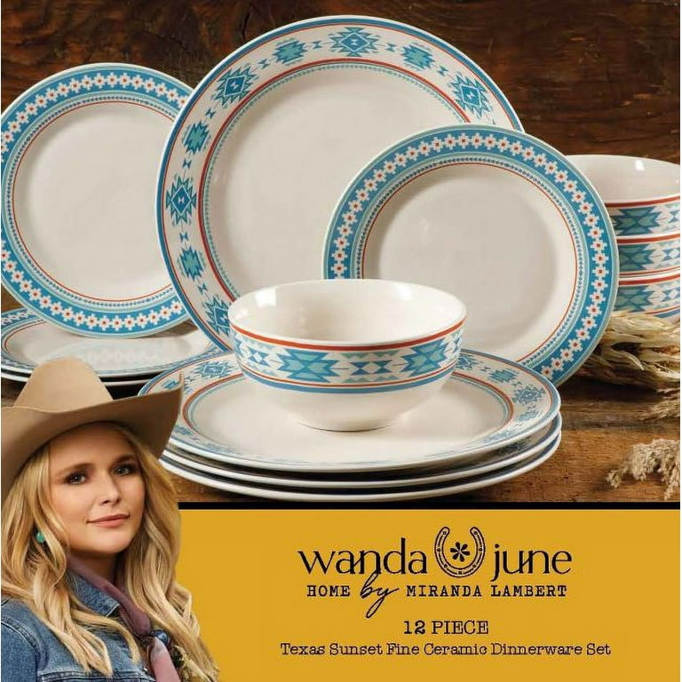 Wanda June Home Texas Sunset 12-Piece Decorated Fine Ceramic