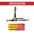 thumbnail image 3 of (2 Pack) 3/8" - 1/2"Easy Ratchet Chain Binder with Grab Hooks & 6000 lbs WLL - Heavy Duty Tie Down Ratchet Load Binder for Flatbed Trailers & Trucks, 3 of 10