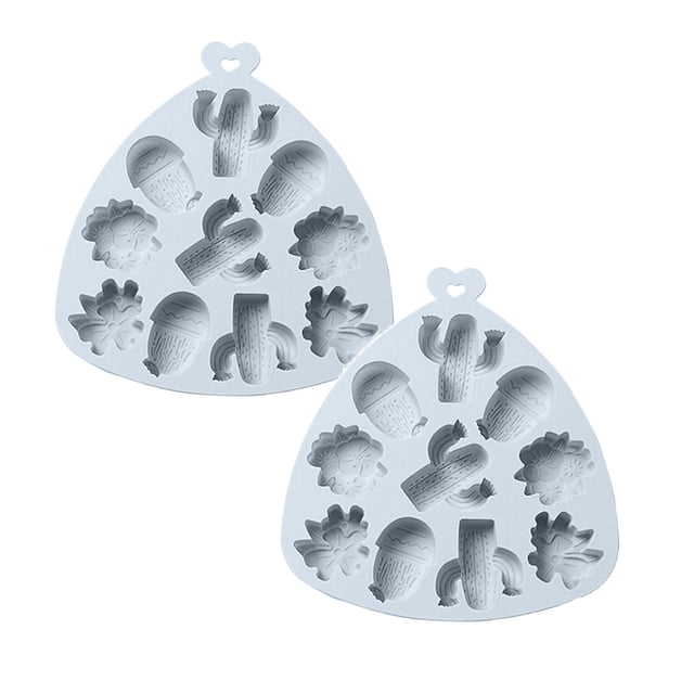 Oleegame 2PC Cookie Mold Cactus Flower Silicone Mold Multifunctional Candy Chocolate Cake Mold Blue