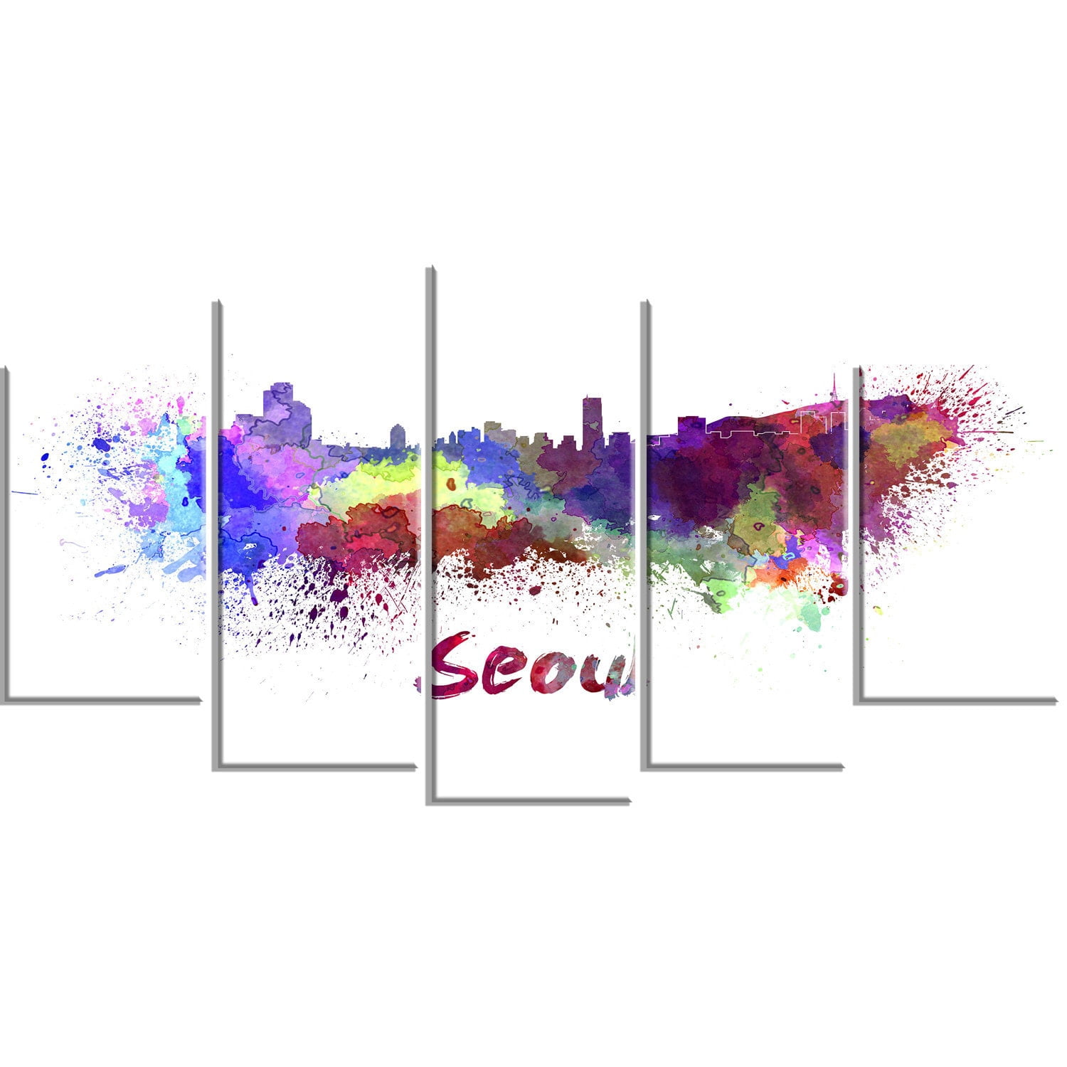 Designart 'Seoul Skyline ' Multipanel Cityscape Extra Large Metal Wall Art Print