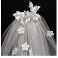 thumbnail image 4 of Nvzi Velo de novia con apliques de encaje y flores de perla con peine, velo de novia largo hasta la cadera de 2 niveles, velo de tul suave para novias (blanco), 4 of 4