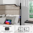 thumbnail image 5 of Queen Size Wood Platform Bed Frame with Charging Station and LED Lights,No Box Spring Needed,Industrial Brown for Bedroom, 5 of 12
