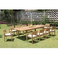 thumbnail image 7 of Teak Dining Set: 10 Seater 11 Pc:Large Caranasas 122" Double Extensions Premium Rectangle Dining Table & 10 Montana Stacking Arm/Captain Chairs Outdoor Patio Grade-A Teak Wood WholesaleTeak #WMDSMT14, 7 of 7