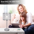 thumbnail image 4 of Crystal Table Lamp with 2 USB Ports, 3-Way Dimmable Bedside Touch Lamp Decorative Nightstand Lamp Silver Crystal Lamp Shade Accent Bedside Light for Bedroom Living Room Dresser, 6W 4000K Bulb Included, 4 of 6