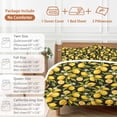 thumbnail image 6 of Queen 4 Piece Bedding Set Summer Lemon Flower Soft Breathable Duvet Cover and Pillowcase,Plant on Black Duvet Cover Set Washable Bed Sheets for Bedroom Dormitory Guest Room, 6 of 9