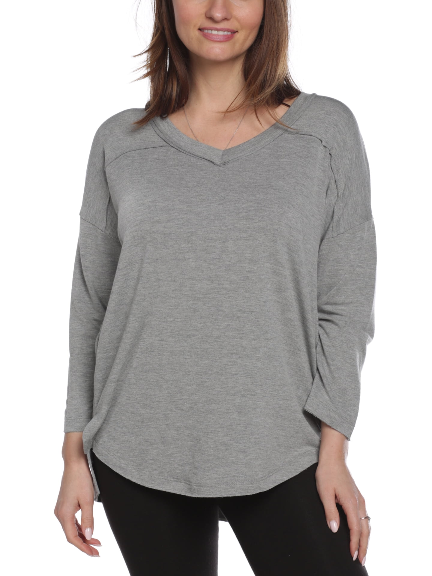 Cable & Gauge Cable & Gauge Women's Drop Shoulder 3/4 Sleeve VNeck