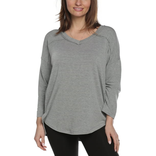 Cable & Gauge Cable & Gauge Women's Drop Shoulder 3/4 Sleeve VNeck