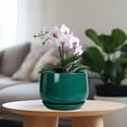 thumbnail image 5 of Ordivic 7 Inch Blackish Green Ceramic Planter with Drainage Hole and Saucer – Round Flower Pot for Indoor Outdoor Plants, Moody Home Decor, 5 of 8