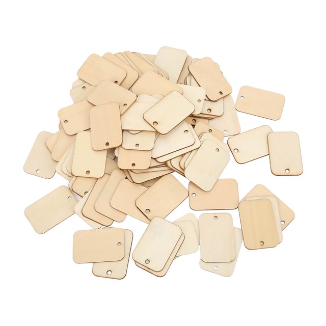 Wooden Tags,100Pcs Unfinished Wood Pieces Wood Pieces Rectangle Wood Chip Convenient Use