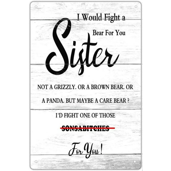 Funny Sign Gift for Sister, Best Sisters Metal Sign, Sister Gifts from Sister Brother, Birthday Christmas Ideal Gift for Sister Sister in Law Soul Sister Big Sister Little Sister 5.5x8 inches
