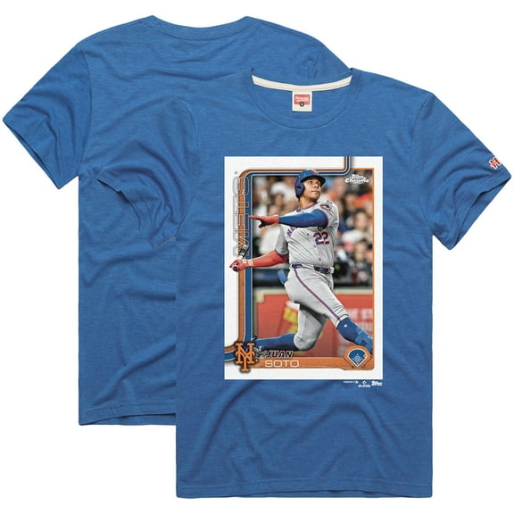 Men's Homage Juan Soto Royal New York Mets Topps Baseball Card Player Tri-Blend T-Shirt
