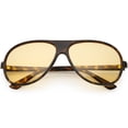thumbnail image 1 of Retro Oversize Flat Top Aviator Sunglasses Teardrop Lens 64mm (Tortoise / Orange), 1 of 4
