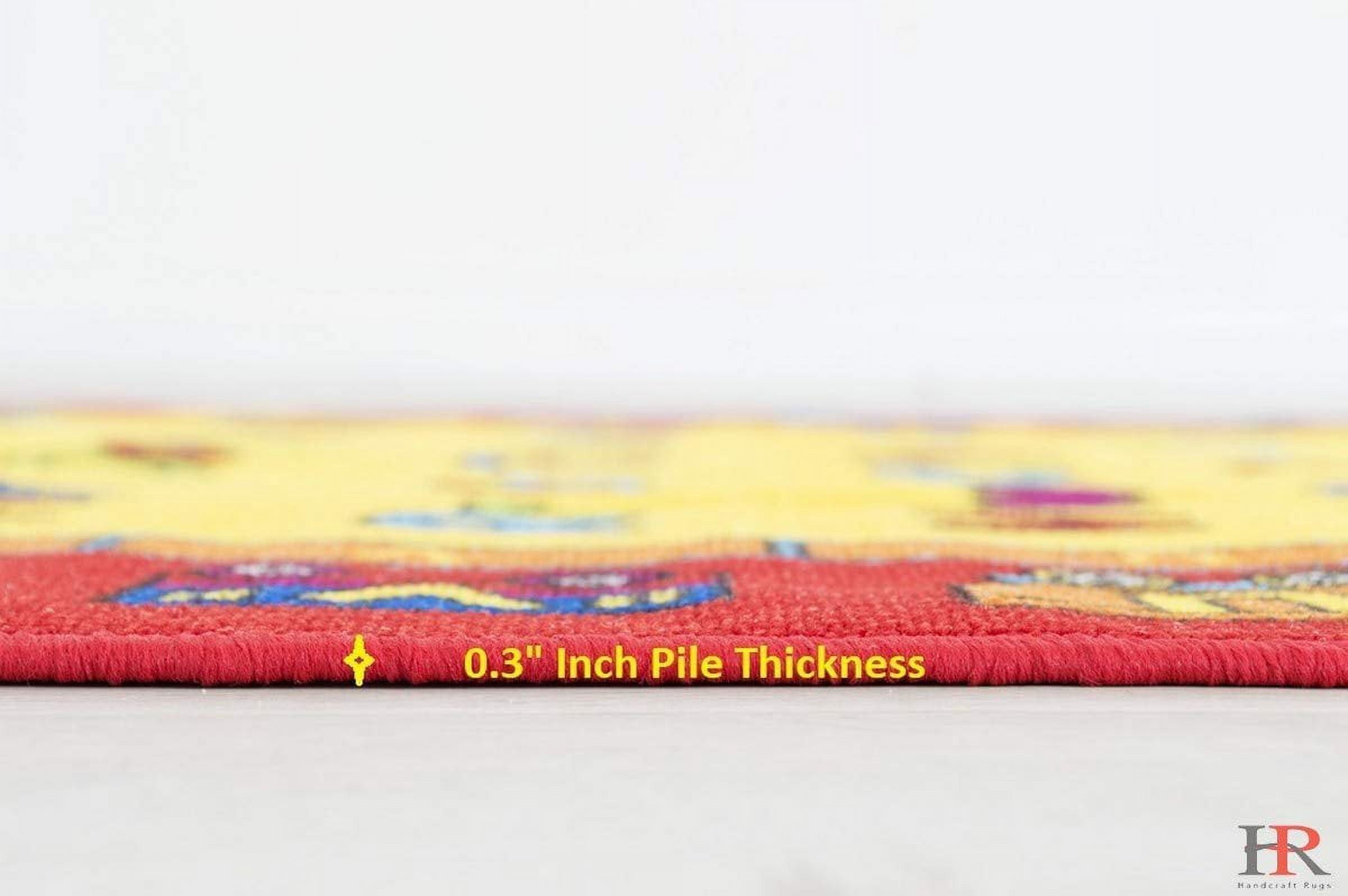 HR-Kids Rugs Letters/Numbers/Math Symbols-Boys/Girls73 X 102 Educational Play mat for School/Daycare/Nursery Non-Slip Carpet-Teachers ToolRed/Yellow