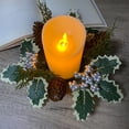 thumbnail image 2 of Luoshdecor Christmas Candle Ring Wreath, Artificial Eucalyptus White Berry Pinecones Pillar Candle Holder Wreaths for Christmas Party Home Table Centerpieces Decor 11.4 in, 2 of 7