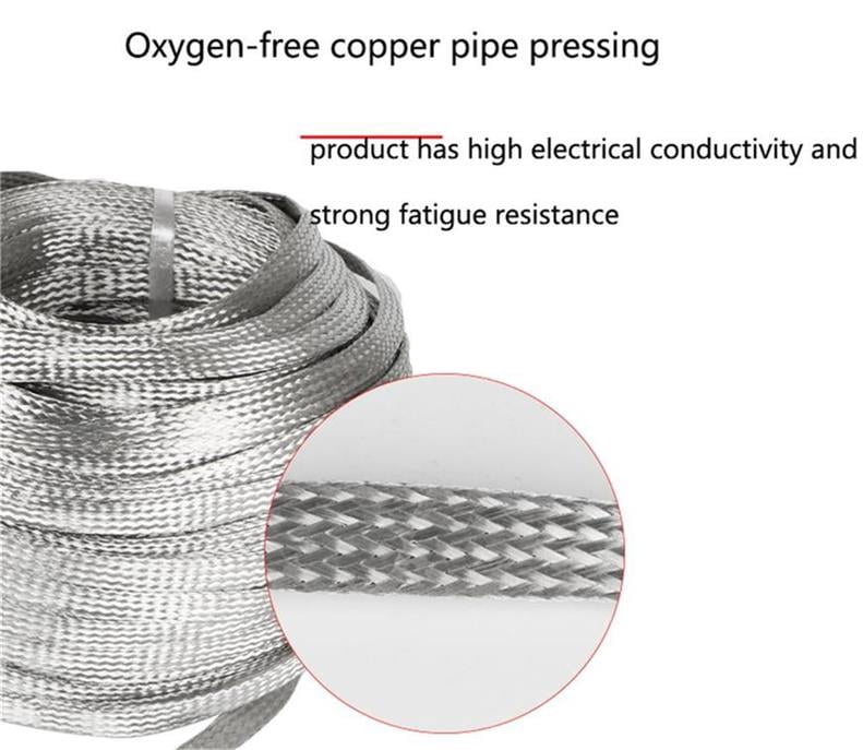 Oxygen-free copper wire of tinned flat copper braided grounding wire can be welded (width: 12mm, thickness: 1.2mm, length: 5m)