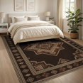 thumbnail image 3 of ODIKA 8'x10' Washable Area Rug Vintage Layout Distressed Border Motifs Ornate Faded Hallway Boho Refined for Dining Room, Large Office, Lounge, Non-Slip Chair-Friendly Mat, 3 of 7