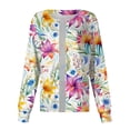 thumbnail image 2 of Women Printed Scrub Jacket Long Sleeve Snap Front Round Neck Vibrant Watercolor Lily Floral Print Nursing Cardigan Jacket Two Side Pockets Medical Scrub Warm Up Jacket, 2 of 5