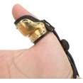 thumbnail image 4 of Protector de dedo de tiro con arco con anillo para pulgar, protector de dedo de arco de latón y cuero, guante de tiro grueso ajustable para arco de caballo, arco recurvo, 4 of 5