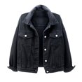 thumbnail image 2 of Women Spring And Autumn Coats Warm Solid Long Sleeve Denim Jacket Outerwear, 2 of 4
