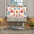 thumbnail image 2 of Yayeee Kitchen Curtains Tier Pair Light Filtering 27"x24" Rod Pocket Short Cafe Window Panel, Hand Drawn Autumn Leaves, 2 of 7