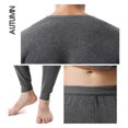 thumbnail image 4 of Minnieouse Calzoncillos largos Ropa interior térmica Color sólido Cuello Ropa de abrigo Camisetas de manga larga Pantalones conjuntos de ropa Negro XXL, 4 of 6