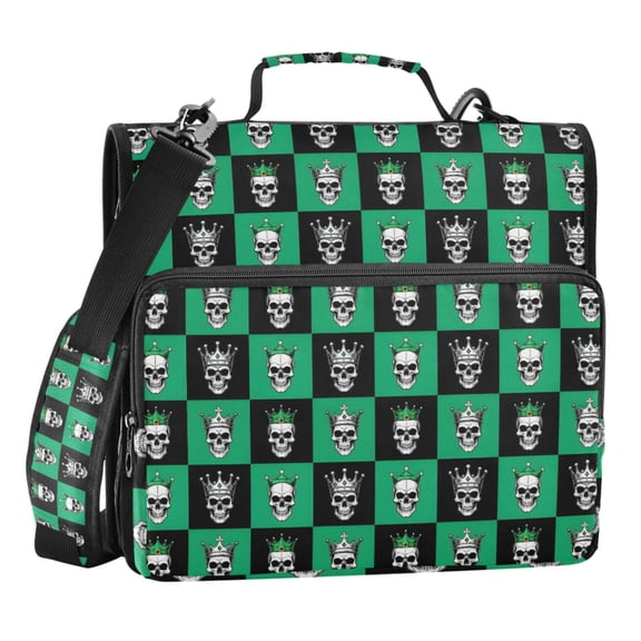 ALAZA Zipper Binder Skull on Checkered 3 Ring Trapper Keeper File Folder Organizer Bag