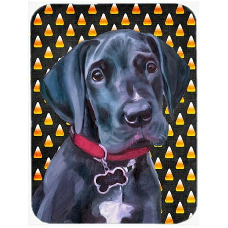 

Black Great Dane Puppy Candy Corn Halloween Glass Cutting Board Large