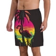 thumbnail image 2 of Balery Flamingo And Palm Trees At Sunset Traje de Baño Estilo Hawaiano para Hombre, Shorts de Secado Rápido con Bolsillos-Medium, 2 of 6