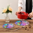 thumbnail image 7 of GZHJMY 2PCS Thai Skull Colorful Style Trivets Pot Holders Set and Placemats Set, Hot Pads, Table Mats for Cooking and Baking, Cotton Braided Hot Pads, 7.09"+9.45", 7 of 7