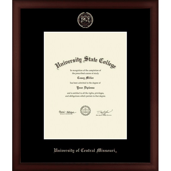 University of Central Missouri Diploma Frame, Document Size 8.5" x 11"