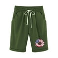 thumbnail image 4 of POROPL Women Bermuda Shorts Knee Length Linen Fashion Elastic Waist Shorts Independence Day Print Short, 4 of 4
