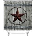 thumbnail image 2 of 4PCS/Set Vintage Brown Western Texas Star Beige Shower Curtain Set, Primitive Berry Garland Rural Country Farmhouse Bathroom Decor, Non-slip Bath Rugs Toilet Mat Carpet, The Lone Star State, 2 of 7
