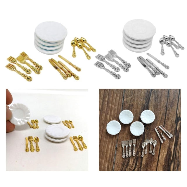 Juego De 2 Platos De De Para Muebles De Decoración De 1/12 Yotijar Plato de casa de muñecas