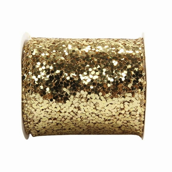 Gold Metallic Wired Ribbon 10cm x 10 Yards for Christmas Home Decor Tree Topper Gift Wrapping DIY Crafts Garland Wedding