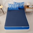 thumbnail image 4 of Manfei Farm Cow Spot Zipper Queen Comforter Set with Fitted Sheet and 2 Pillowcases,Minimalist Animal Pattern Zipper Bedding Set,Royal Blue White,Reversible, 4 of 7