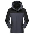thumbnail image 2 of Sentmoon Mens Waterproof Jacket Color Block Long Sleeve Drawstring Hooded Neck Mens Winter Coats Plus Size Zipper Windbreaker Womans Clothes Fall Comfy for Travel and Hiking Dark Gray XXXL, 2 of 8