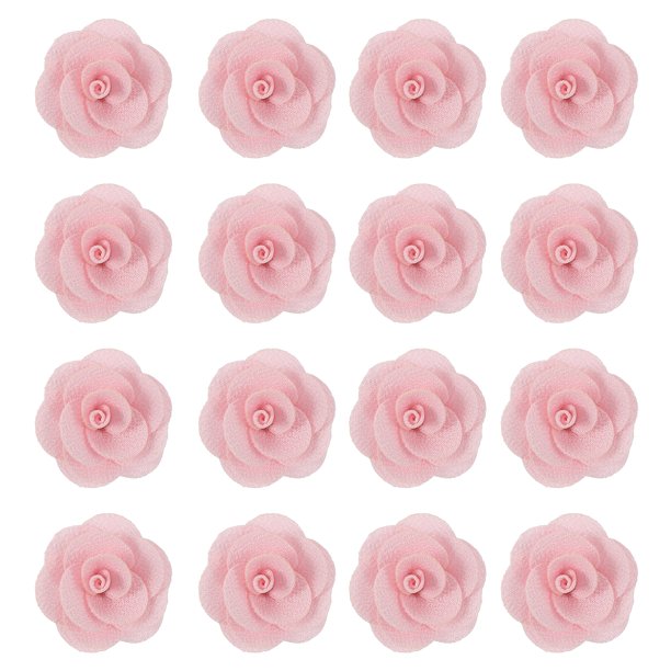 Uxcell 16 Pcs Rosas de Tela, Pin de Solapa de 2 Pulgadas para Hombres, Flores Artificiales de Satén para Accesorios de Manualidades DIY, Costura, Envoltura de Regalos, Decoración de Bodas, Rosa