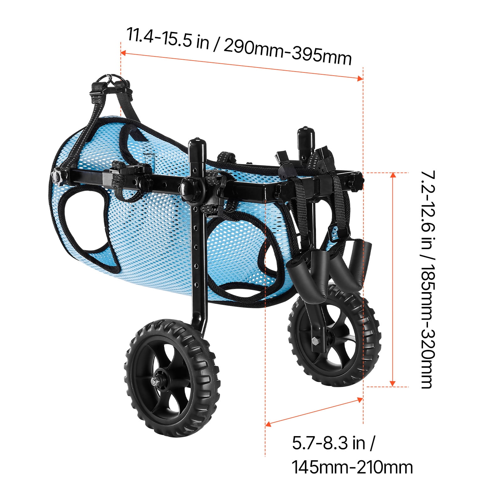VEVOR Dog Wheelchair for Back Legs, Adjustable 2 Wheels Pet Wheelchair, Lightweight Dog Cart with Shock-Absorbing Wheels, Mobility Support Wheel Chair for Disabled Injured Dogs up to 22lbs, Medium