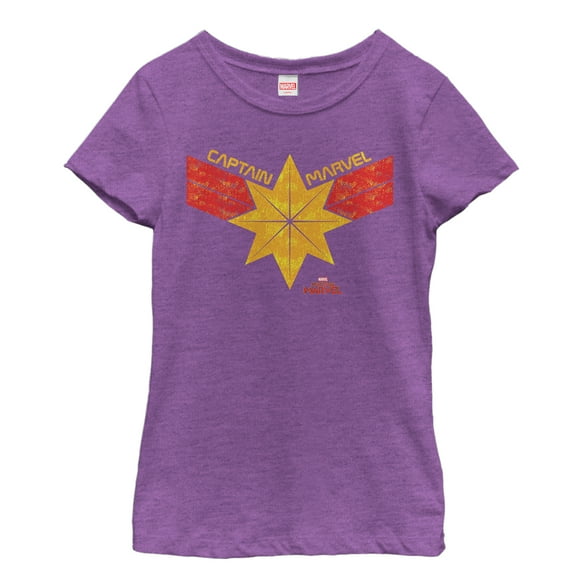 Girl's Marvel Captain Marvel Vintage Star Streak Costume  Graphic Tee Purple Berry X Small