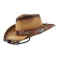 thumbnail image 1 of Sombrero de vaquero de enrollada con cordón de viento bordado ligero Floral mujeres hombres sombreros de sol para senderismo vacaciones SM SunniMix sombrero de vaquero, 1 of 8
