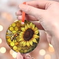 thumbnail image 4 of Bee and Sunflower Ornament Suncatcher  Round Window Hanging with Honeycomb Pattern  Nature Garden Decor for Window or Gift, 2025, Holiday Decoration, 2025, Seasonal Holiday, 4 of 5