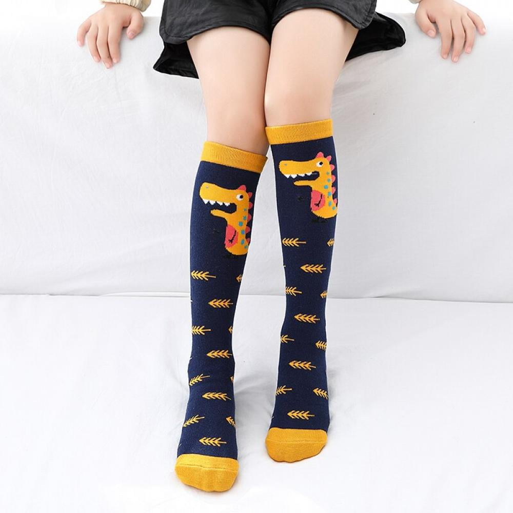 Toddler Kids Baby Boys Girls Cotton Cartoon Stockings Knee Highs Long Socks 