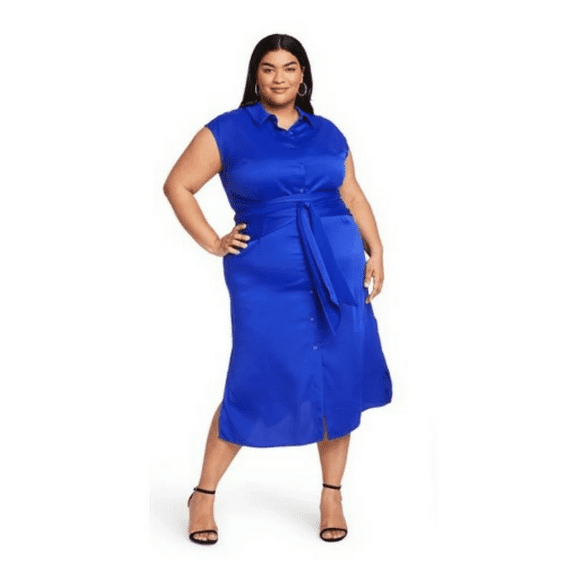 CUSHNIE for Target Women's Plus Size Tie-Front Shirtdress - Royal Blue, 1X